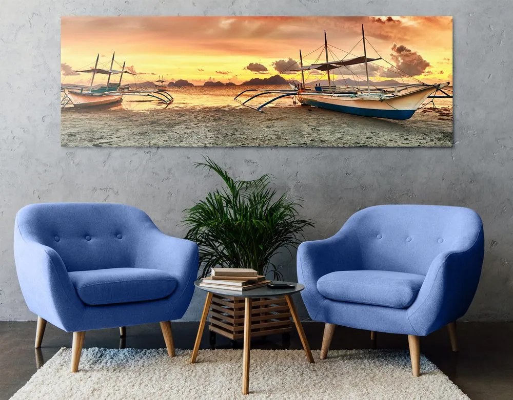 Stampa su tela – Barche al tramonto