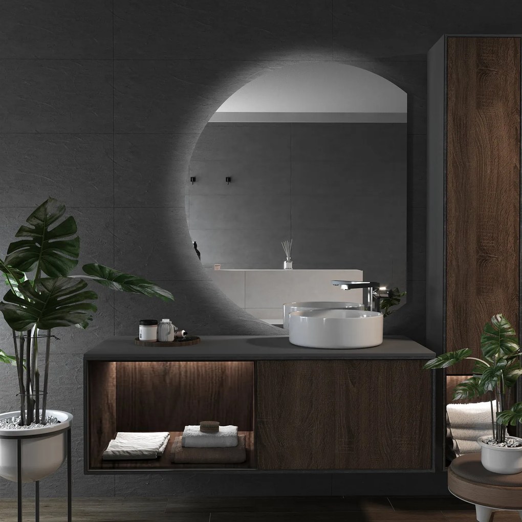 Specchio a mezzaluna con luce LED E5