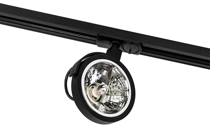 Sistema di illuminazione a binario moderno con 5 faretti nero 1 fase - Iconic Go