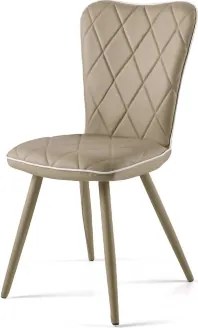 Sedia Poltroncina in ecopelle con impunture a rombi e bordino LENA Tortora Set da 2