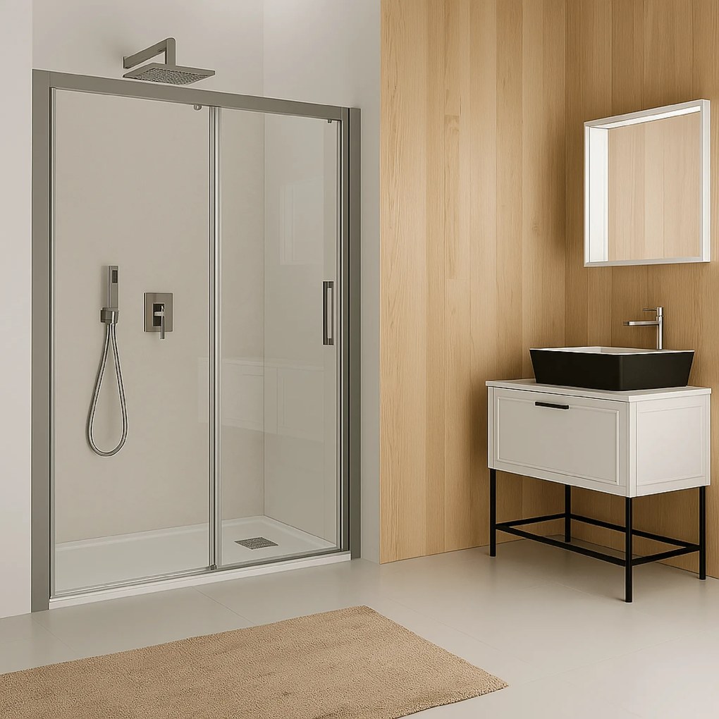 Box Doccia Scorrevole 116 Cm Vanita Docce "Atena" Cromo Lucido/Vetro Trasparente