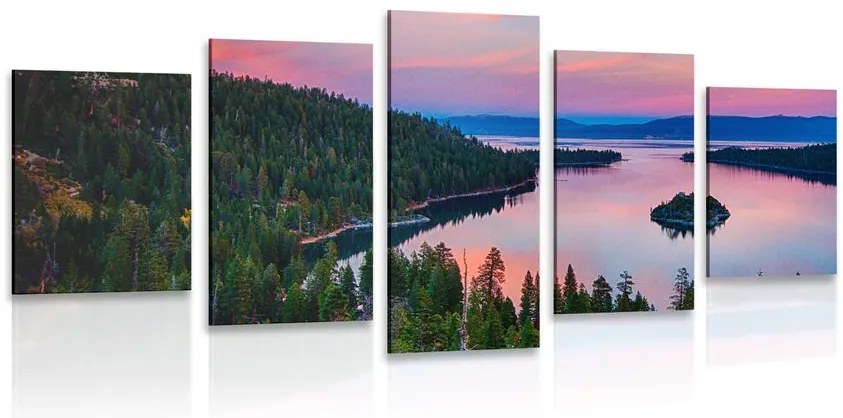 Quadri 5 pezzi – Lago al tramonto