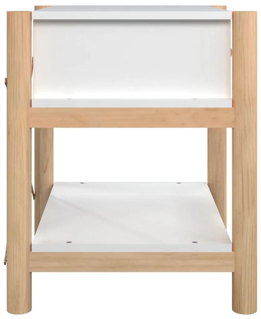 Tavolino da letto bianco 42x38x45 cm in legno multistrato