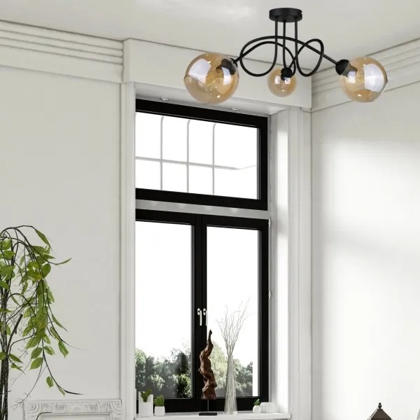 Lampadario a plafone VENUS BLACK 3xE27/60W/230V