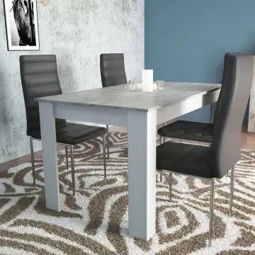 Tavolo Pepper Bianco e Grigio Effetto Cemento - Dimensioni: cm 138 x 80 x 75 h