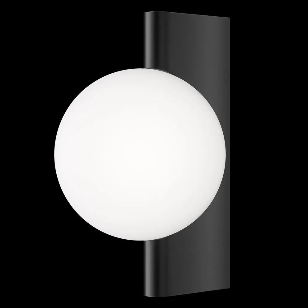 Applique Contemporanea Avant-Garde In Metallo Nera 1 Luce Con Diffusore Bianco