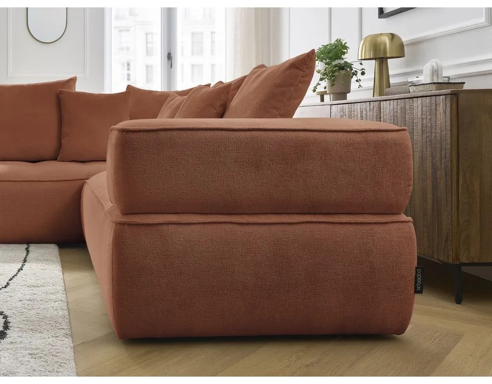 Divano angolare color terracotta (penisola a sinistra/a L) con rivestimento in ciniglia Whesley – Bobochic Paris