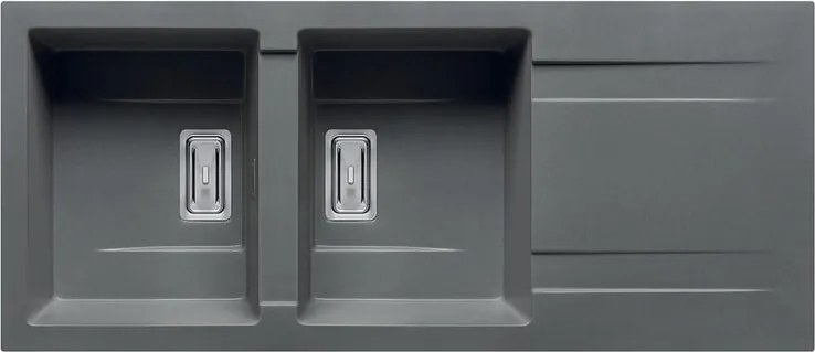 Lavello integrato 2 vasche in granito grigio PYRAMIS Kartesio L 50 x L 116 cm, reversibile
