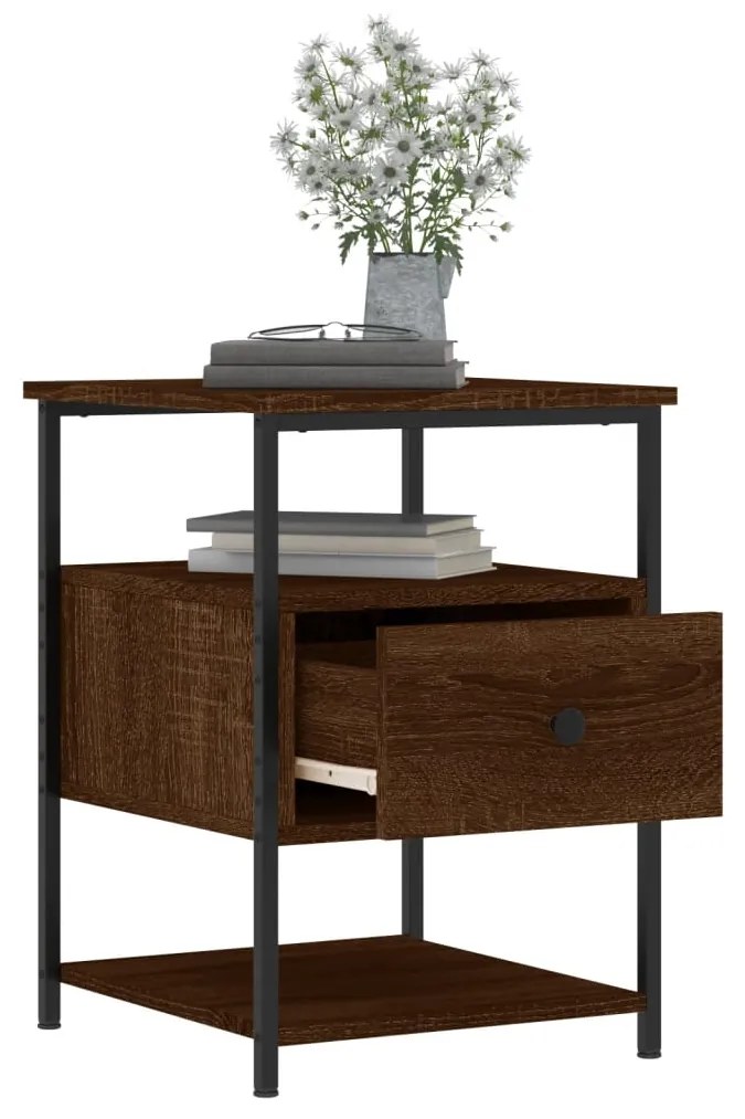 Comodini 2 pz rovere marrone 40x42x56 cm in legno multistrato