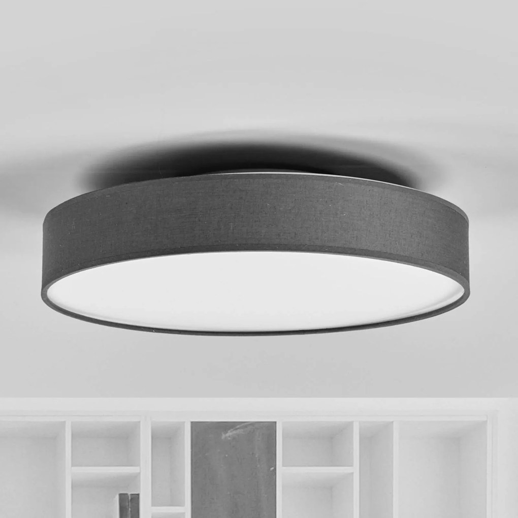 Plafoniera LED Saira di Lindby, Ø 40 cm, grigio, tessuto