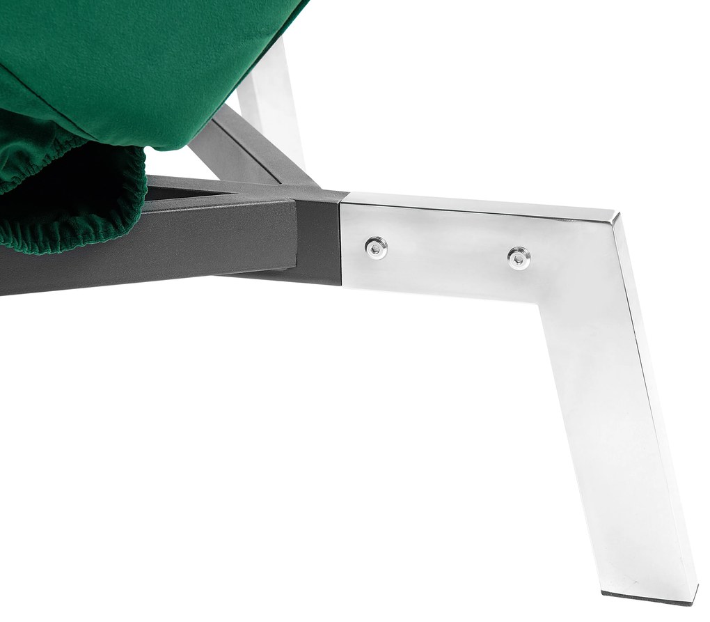 Chaise longue regolabile in velluto verde smeraldo LOIRET Beliani