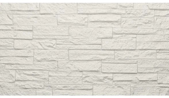 Pannello decorativo effetto pietra mattoni 3D set 12 pz 8,6 mt2 rivestimento murale in PU 120 x 60 x 2,5 Quarzite Bianco
