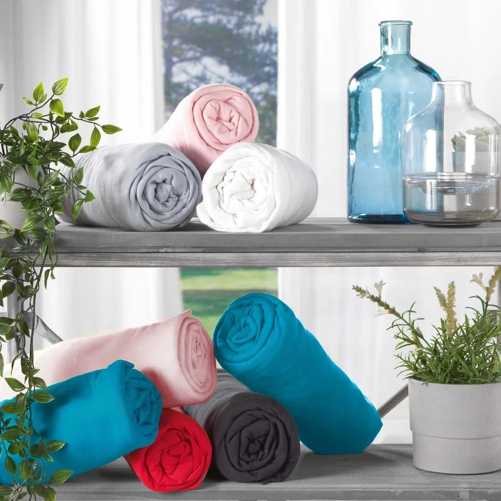 Lenzuolo elasticizzato in jersey bianco 90x190 cm Jersy - douceur d'intérieur