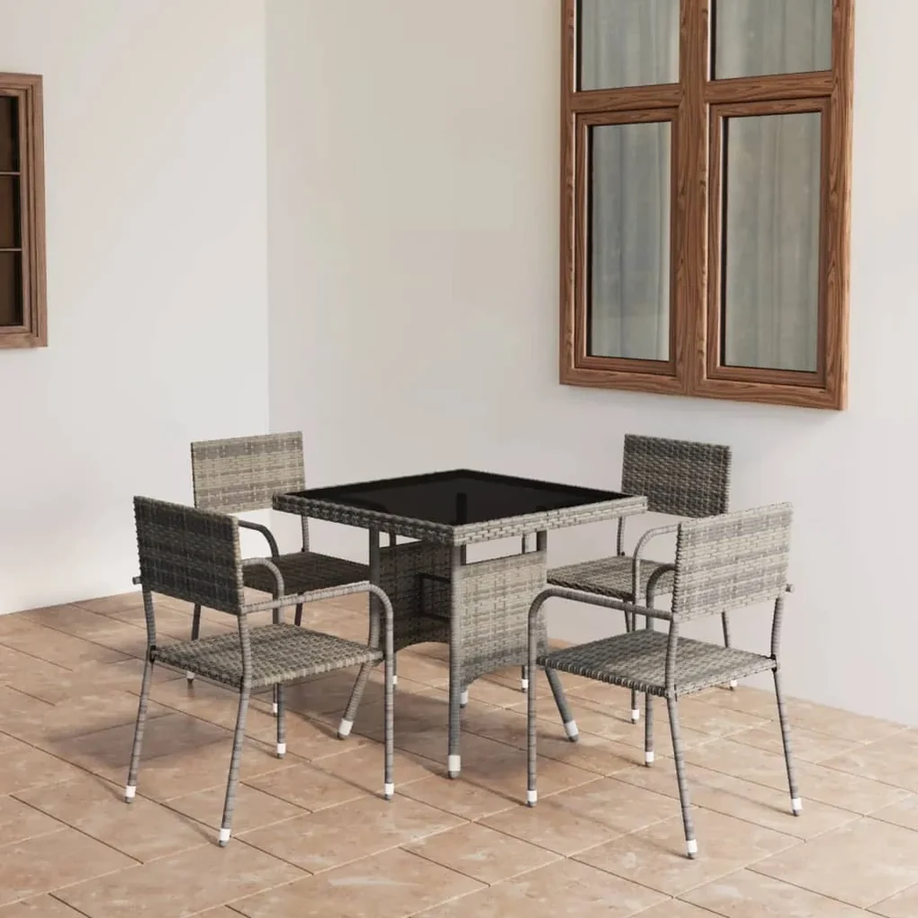 Set pranzo tavolo 180/240x100 cm e 4 sedie con braccioli a doghe