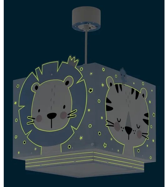 Dalber 63112T - Lampadario per bambini JUNGLE 1xE27/15W/230V blu