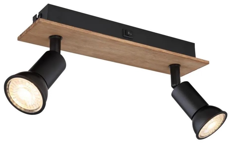 Globo 57998-2W - Luce Spot DREW 2xGU10/35W/230V legno/nero