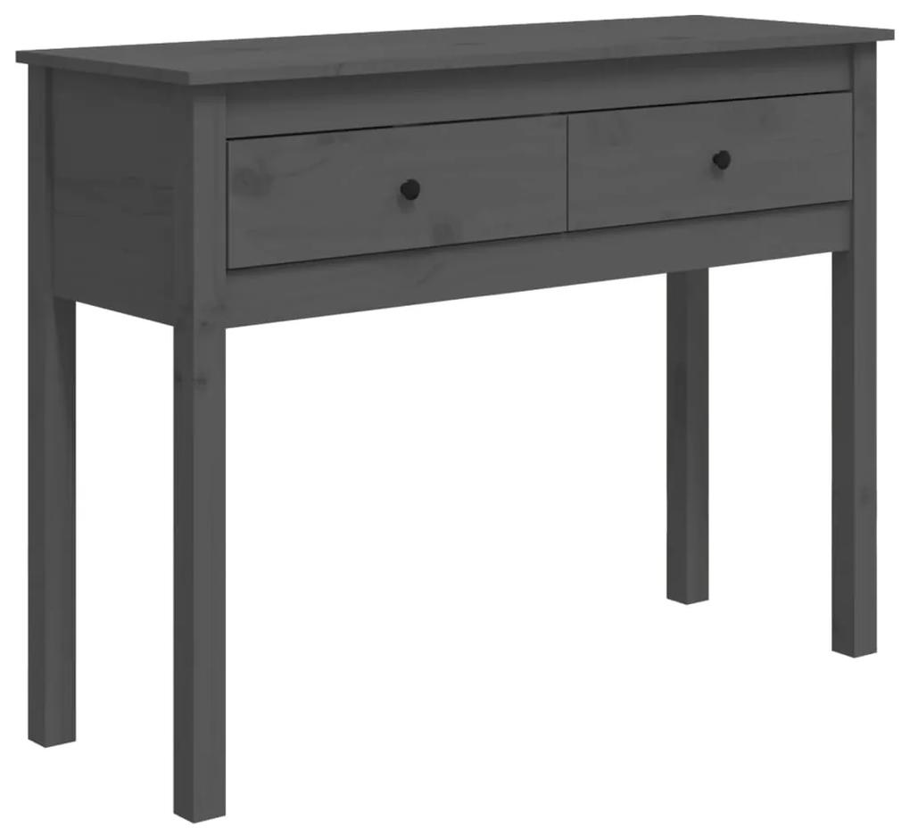 Tavolo consolle grigio 100x35x75 cm in legno massello di pino