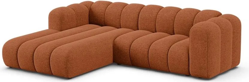 Divano angolare color mattone (con penisola a sinistra/con chaise lounge) con rivestimento in ciniglia Lupine – Micadoni