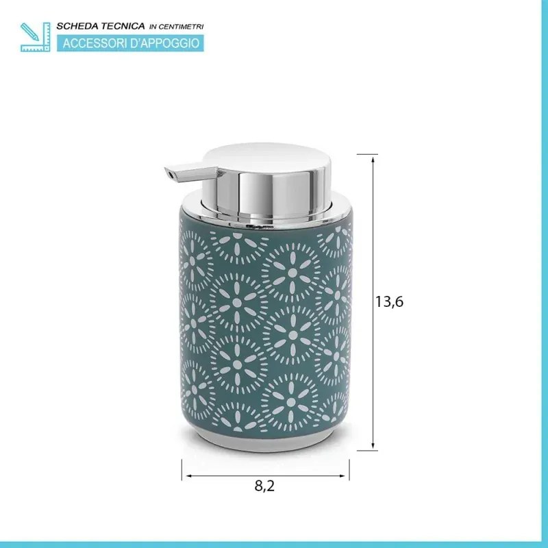 Dispenser porta sapone da appoggio in ceramica turchese cobalto Circus