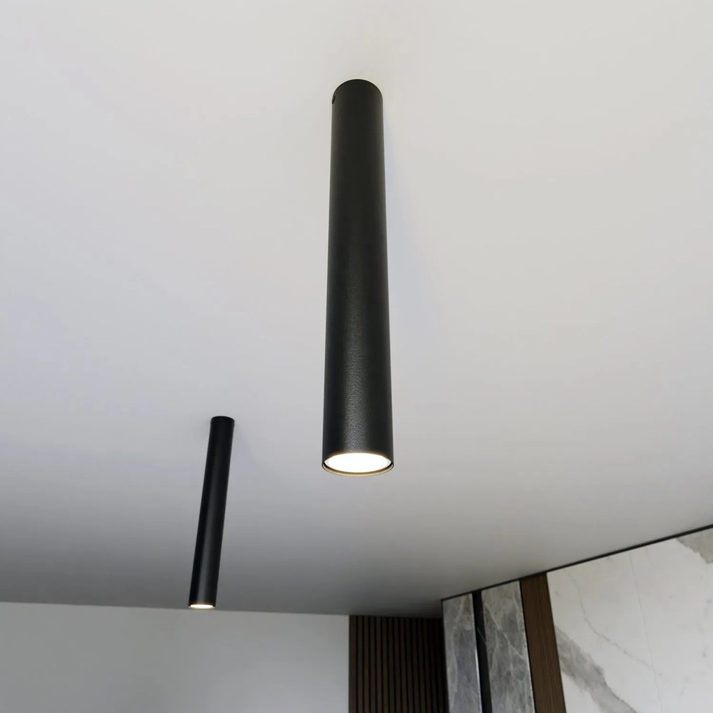 Plafoniera Moderna Faretto Tecno 1 Luce Acciaio Nero 45 Cm