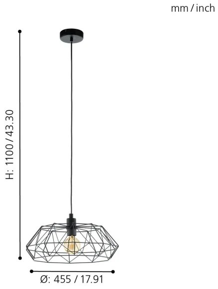 Eglo 49487 - Lampadario CARLTON 2 1xE27/60W/230V