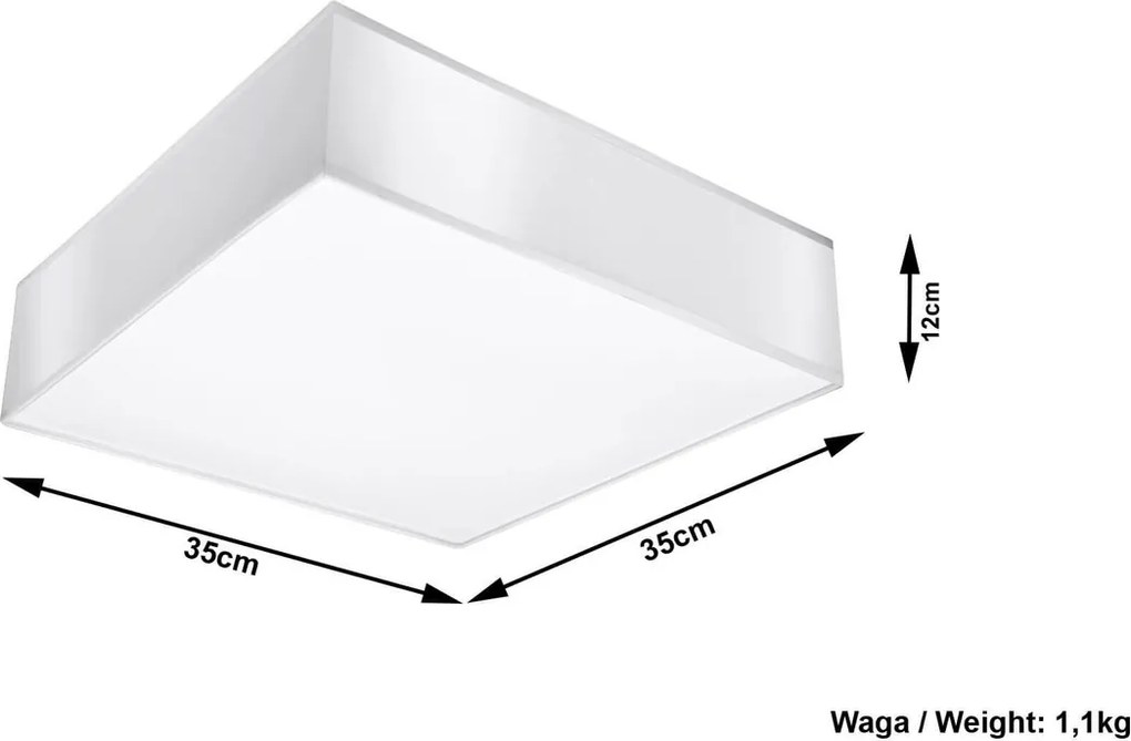 Plafoniera Quadrata da Soffitto in PVC 2xE27 HORUS 35 White da interno