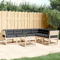 Set Divani Giardino 6 pz con Cuscini in Legno Massello di Pinocod mxl 90181