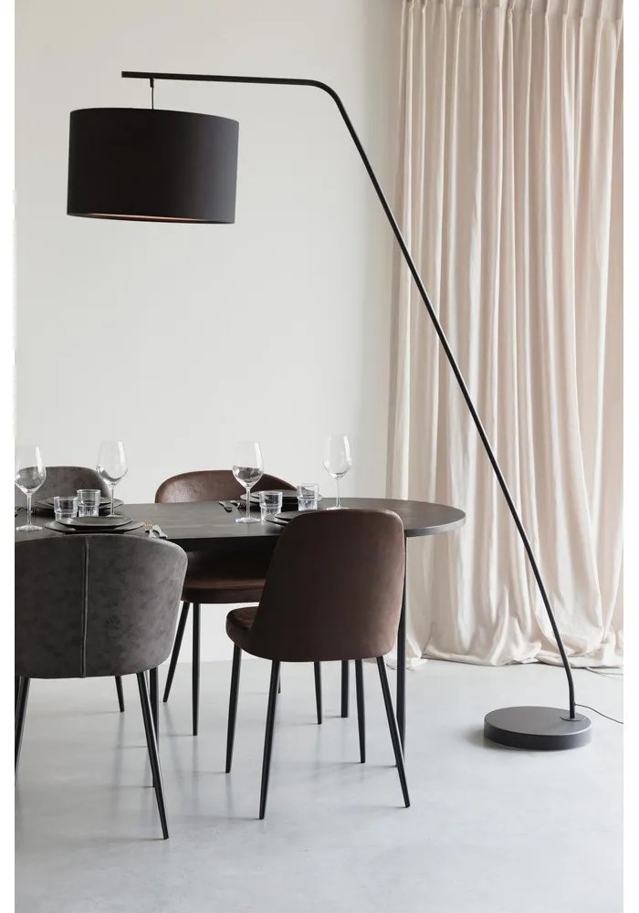 Lampada da terra nera con paralume in tessuto (altezza 220 cm) Martine - White Label