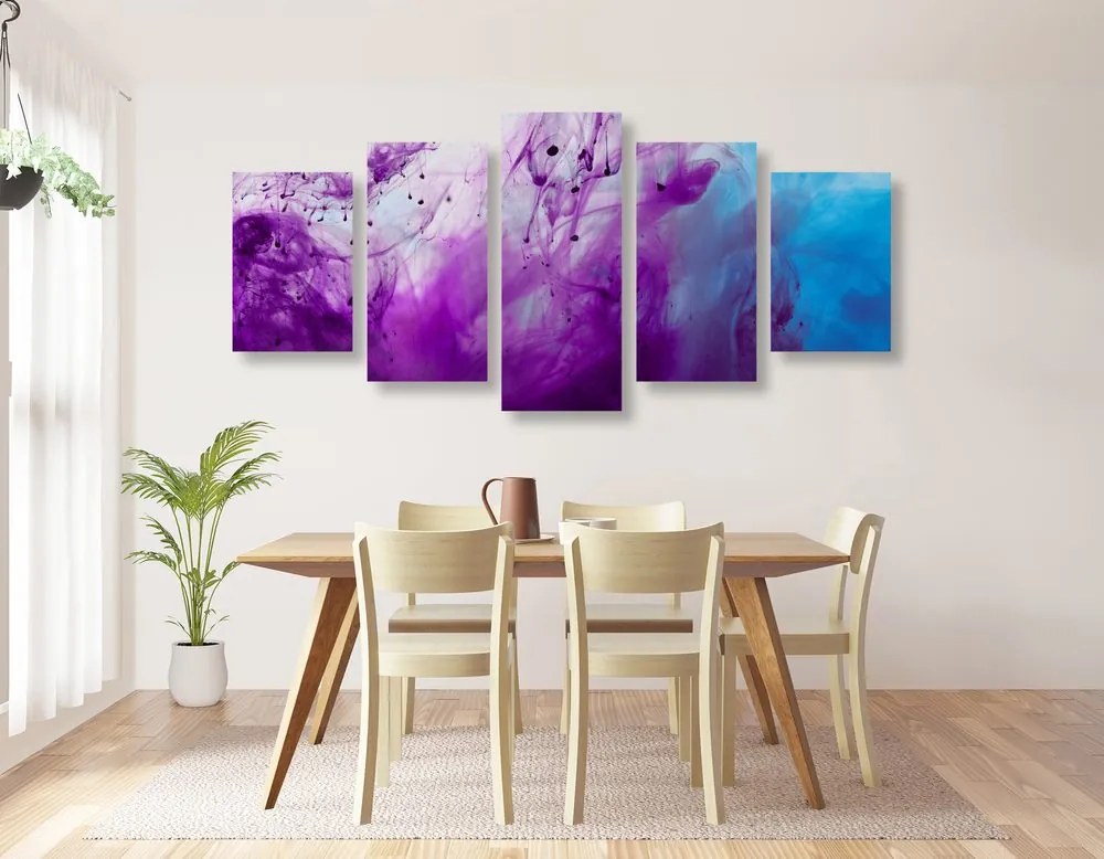 Quadri 5 pezzi – Magica astrazione viola