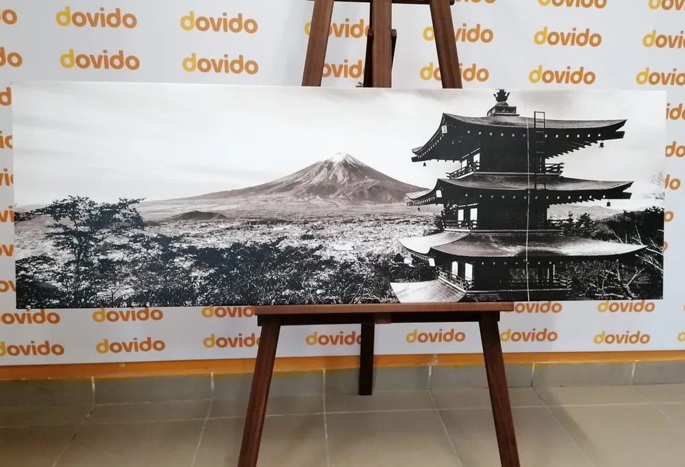 Stampa su tela – Monumento Pagoda Chureito in bianco e nero