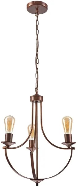 Lampadario a sospensione con catena GINA 3xE27/60W/230V marrone