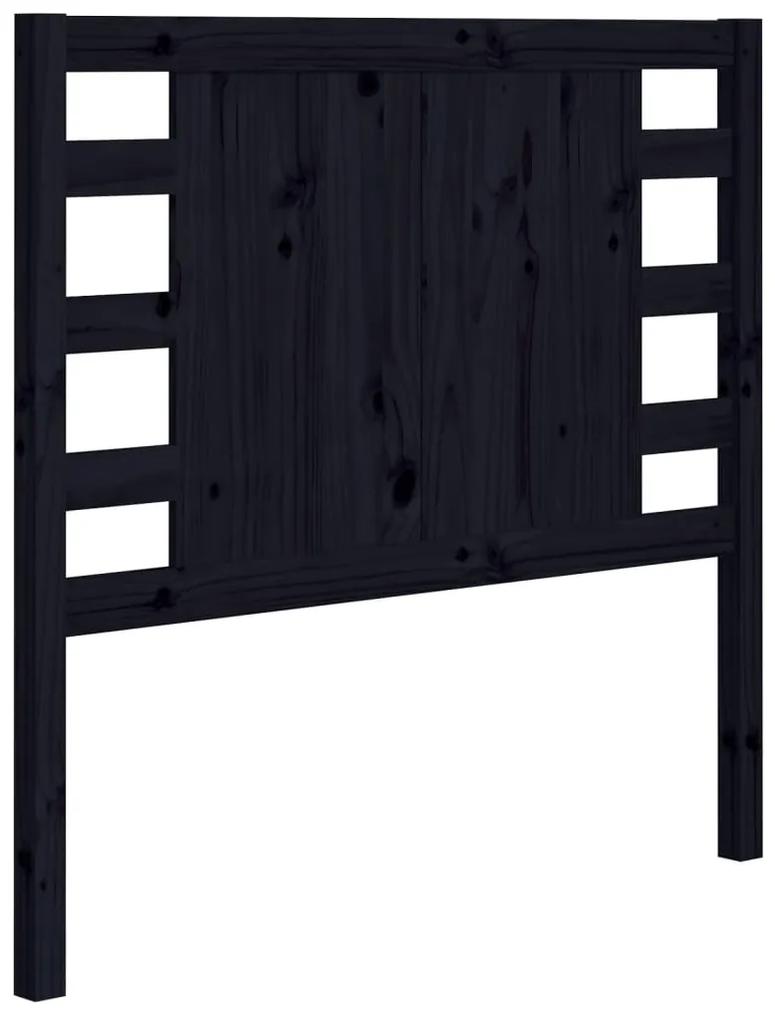 Testiera per letto nera 106x4x100 cm in legno massello di pino
