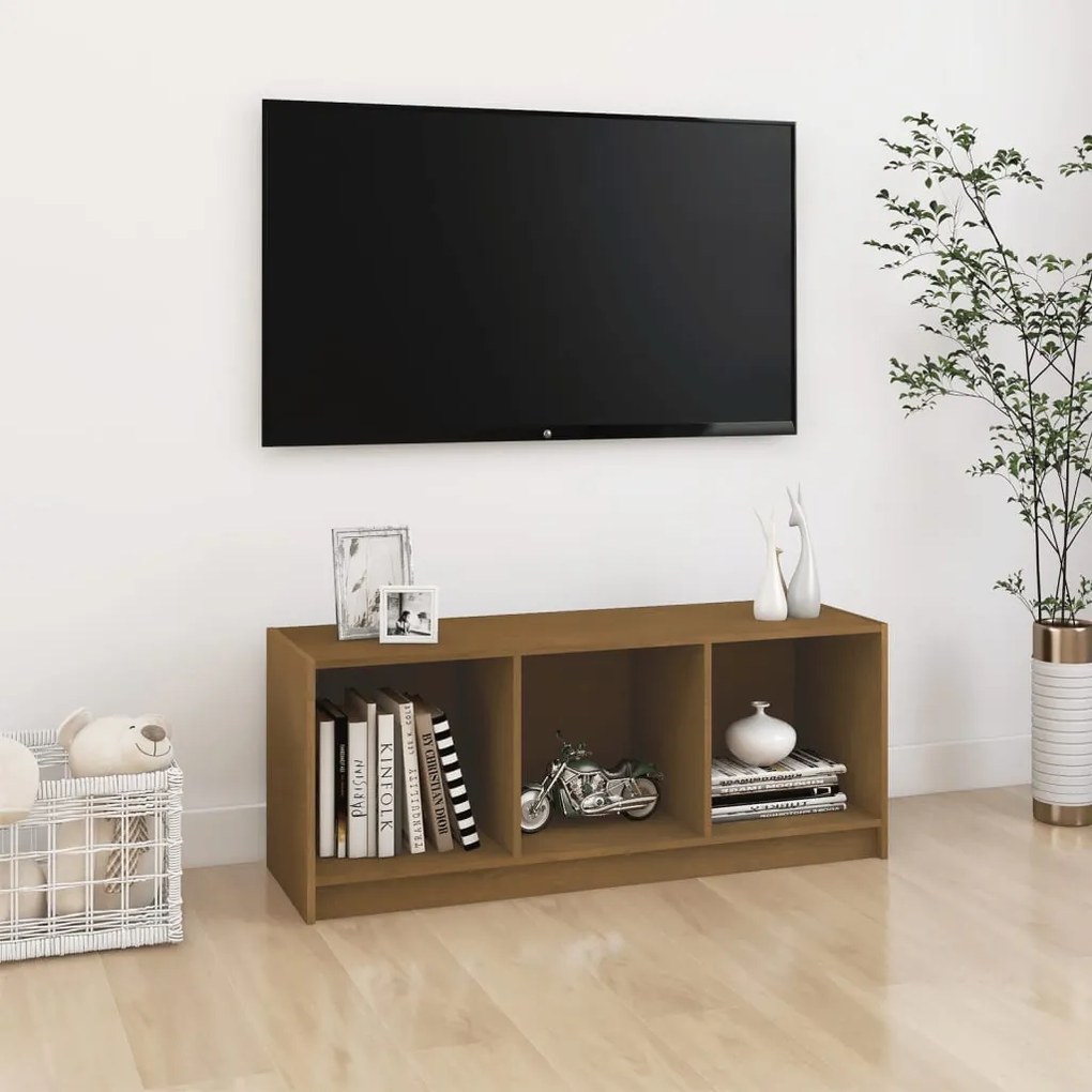 Mobile Porta Tv Marrone Ambra 104x33x41 Cm İn Legno Di Pino /