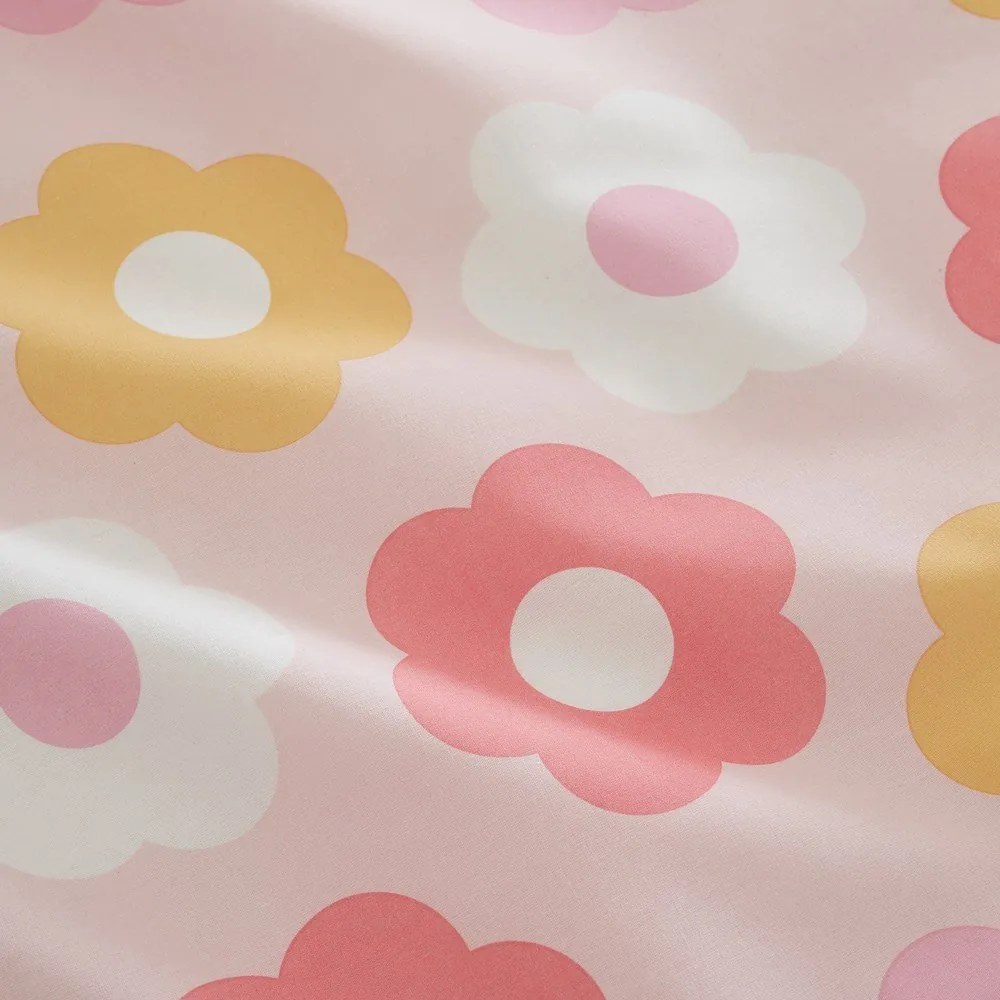 Lenzuolo con angoli per bambini rosa per letto singolo 90x190 cm Retro Daisy – Catherine Lansfield