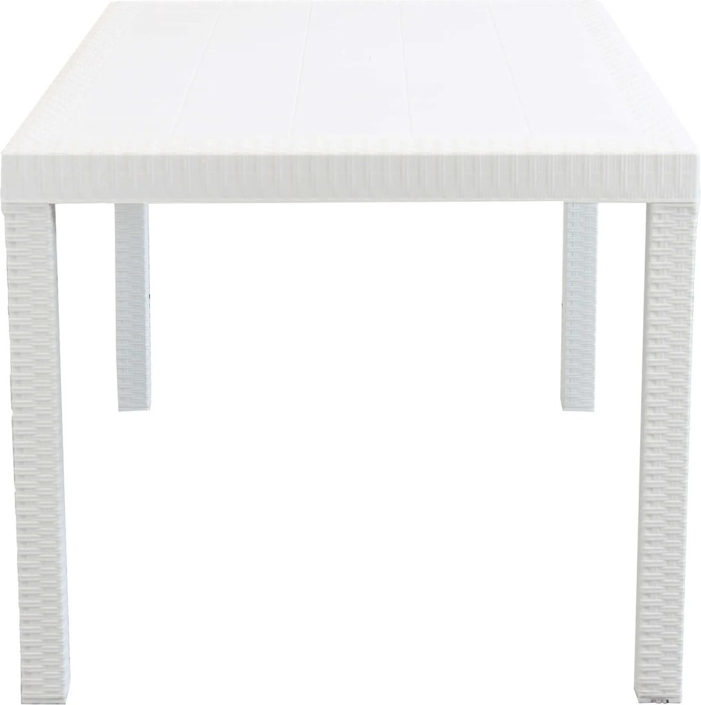 CALIGOLA - set tavolo in resina effetto rattan cm 150 x 90 x 74 h con 4 sedie e 2 poltrone Alma
