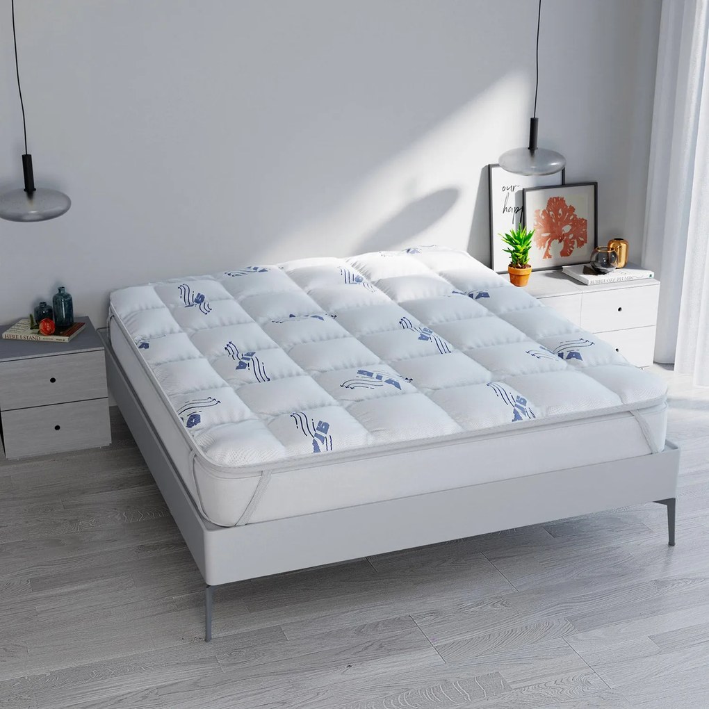 Topper Singolo Trapuntato 300 gr/mq con Elastici Air Traspirante Bianco...