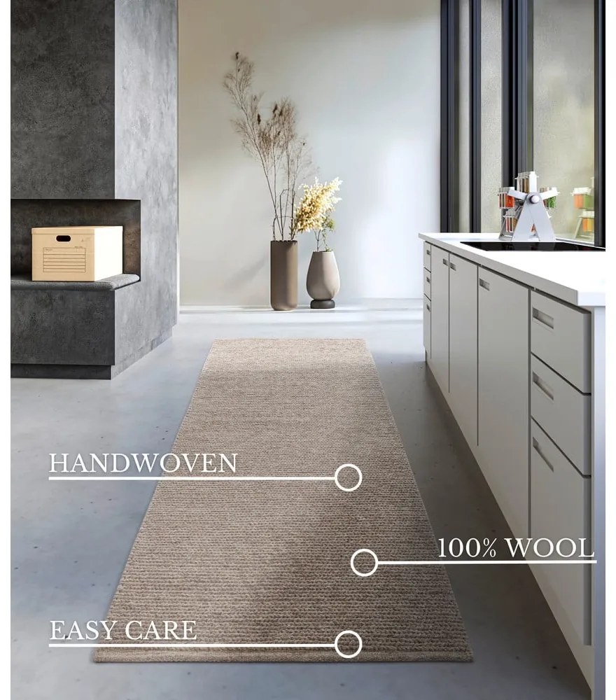 Passatoia marrone chiaro in lana tessuta a mano 80x200 cm Francois - Villeroy&amp;Boch