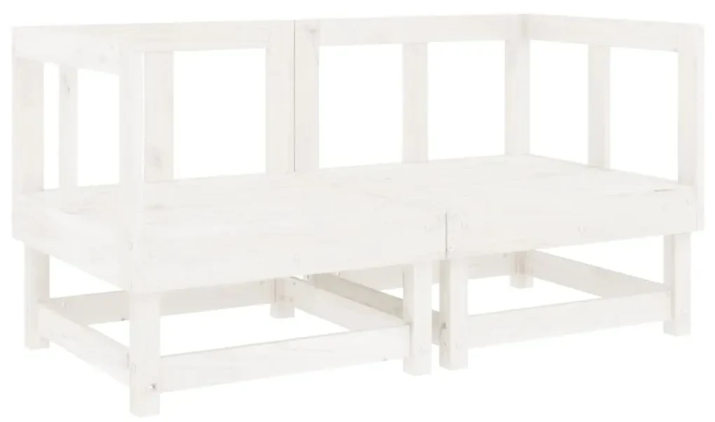 Set salotto da giardino 7 pz bianco in legno massello di pino
