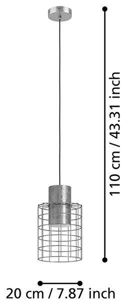 Lampadario Industrial Milligan 1 Luce Acciaio Grigio E Biancodiffusore Grigio