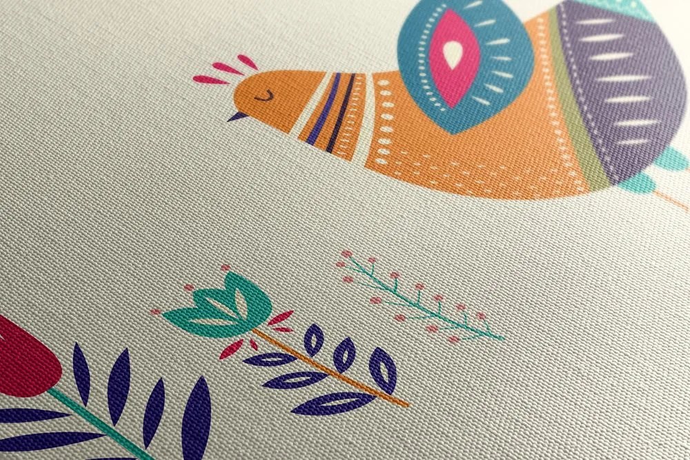 Quadro su tela – Gallinella in stile folk