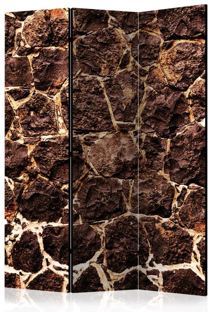 Paravento design Caverna Marrone - texture di mattoni di pietra marrone