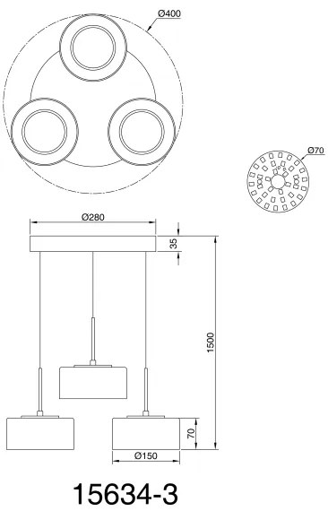 Globo 15634-3 - Lampadario LED a sospensione con filo FOGSY 3xLED/8W/230V