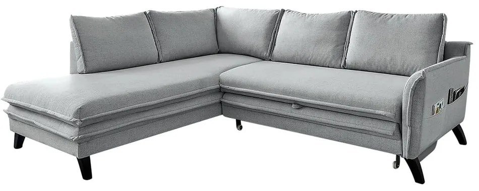 Divano letto angolare grigio chiaro L, angolo sinistro Charming Charlie - Miuform