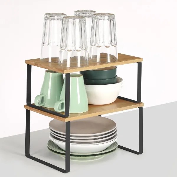 Set da 2 mensole portaoggetti MARGE, nero/marrone