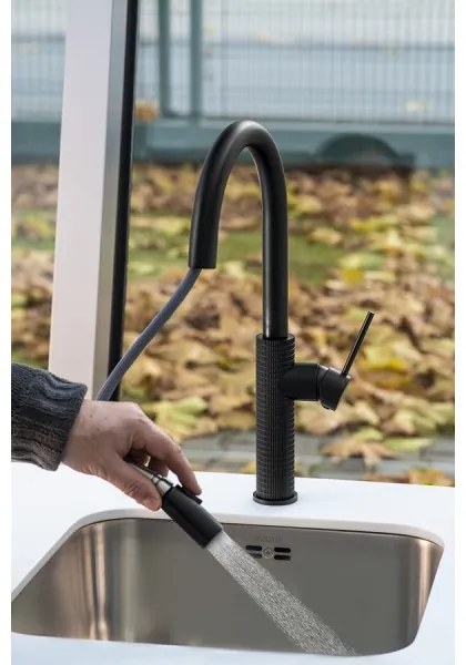 Sapho - Rubinetto lavello con doccetta estraibile FLAWO opaco nero