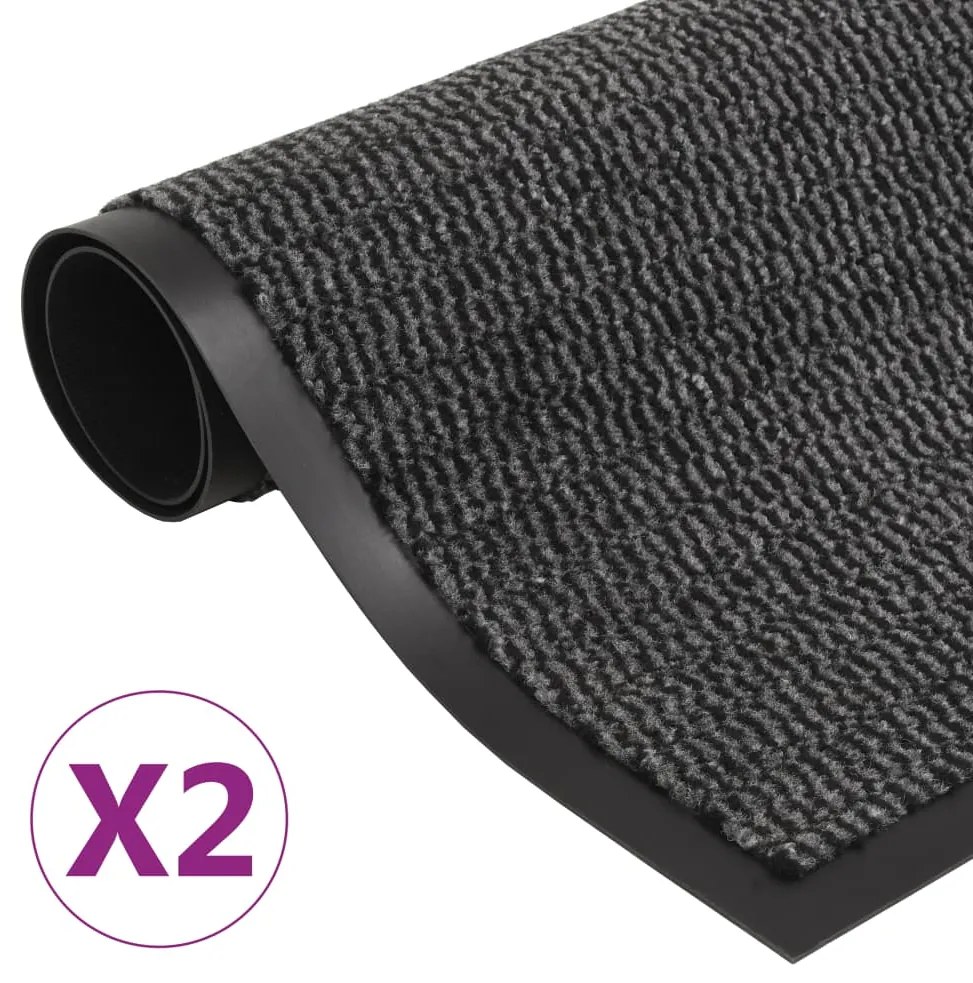 Tappeti Antipolvere 2 Pz Trapuntati 80x120 Cm Antracite /