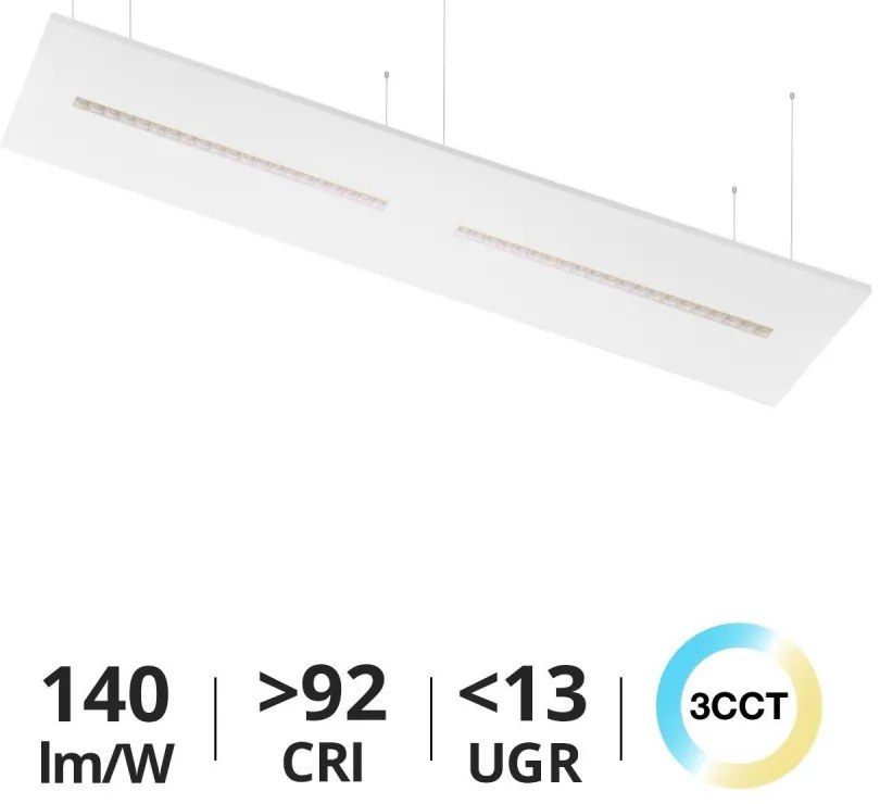Pannello LED Sospeso 120x30 28W/36W/42W CCT CRI92 con driver Philips Colore Bianco Variabile CCT, Potenza 28W