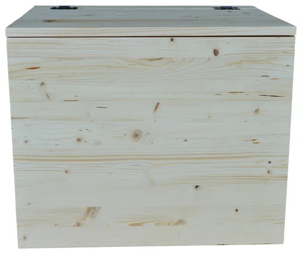 Cassapanca pouf contenitore in legno massello NATURALE cm 58