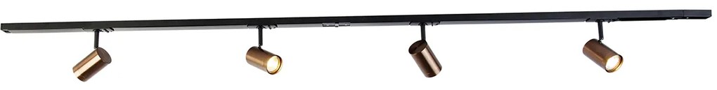 Sistema a binario moderno monofase con 4 faretti bronzo scuro - Jeana