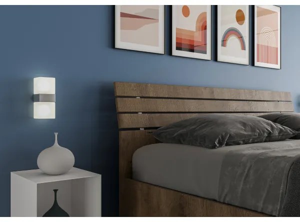 Letto matrimoniale contenitore 160x190 testata inclinata con doghe noce Ankel